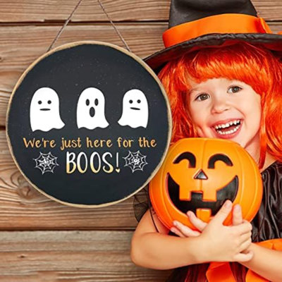 Halloween Wood Hanging Sign Ghost Decoration Halloween BOOS Decor Sign For Front Door Halloween Decorations Outdoor Halloween Party Decorations