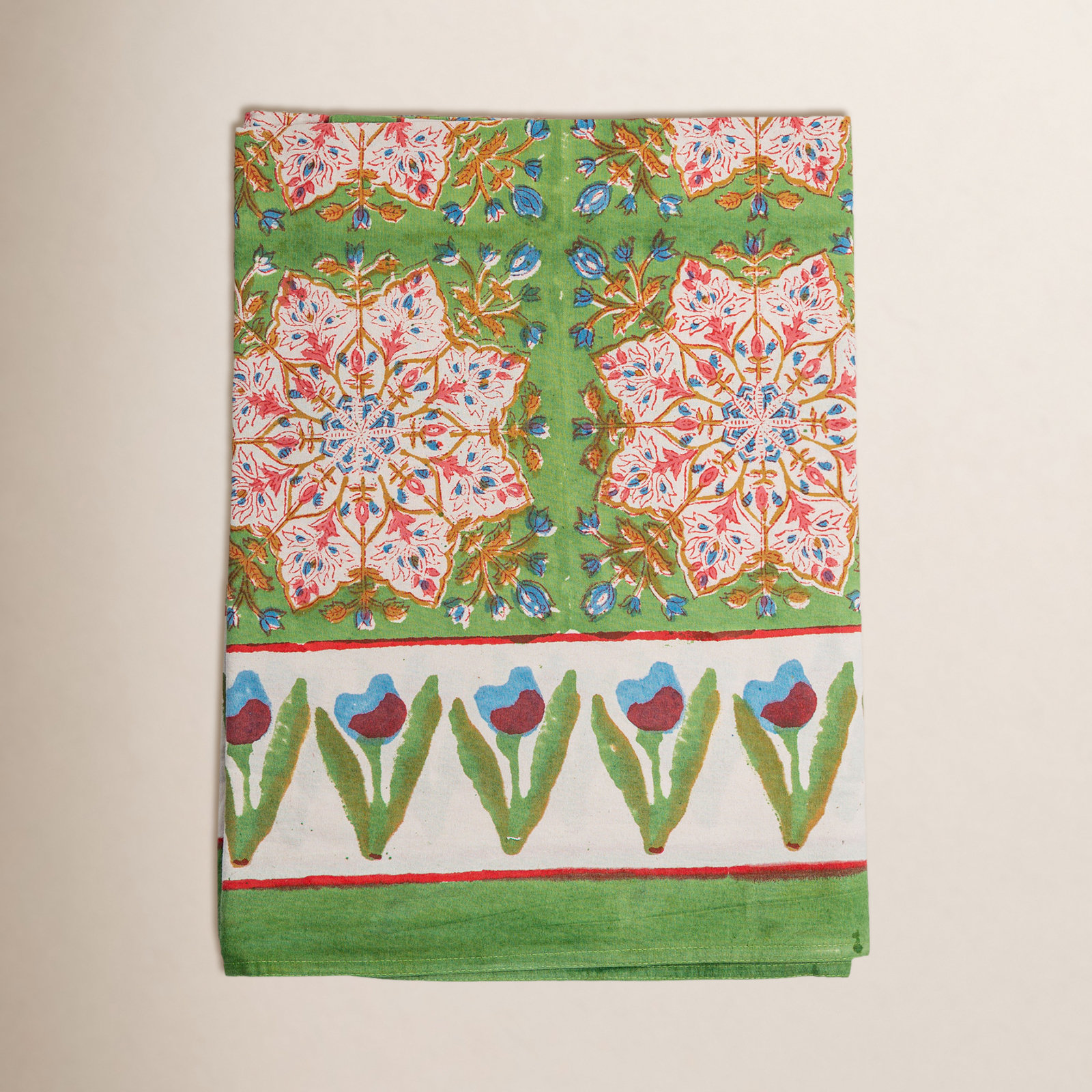 Cabana 108" Cotton Tablecloth, Pink/Green Floral