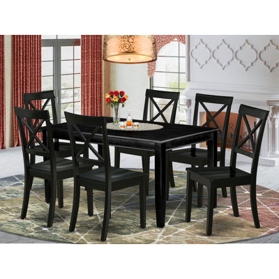 Gilda 6 - Person Rubberwood Solid Wood Dining Set by Alcott Hill