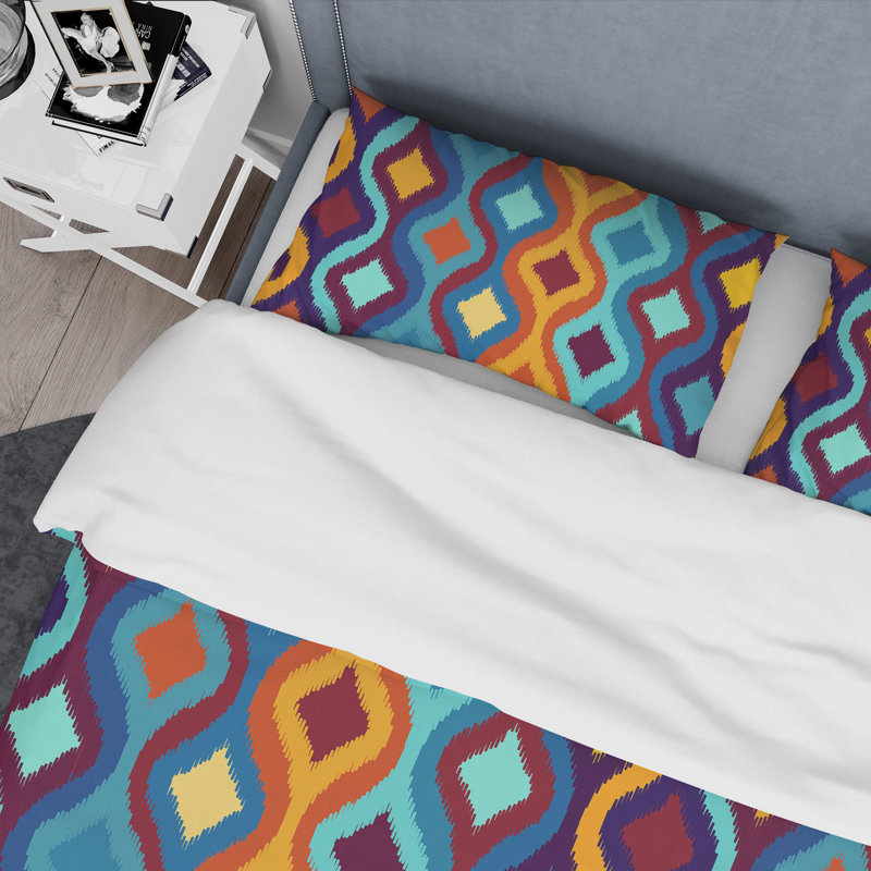 Ensemble de housse de couette multicolore, Housse de couette simple + 1 taie décorative stan
