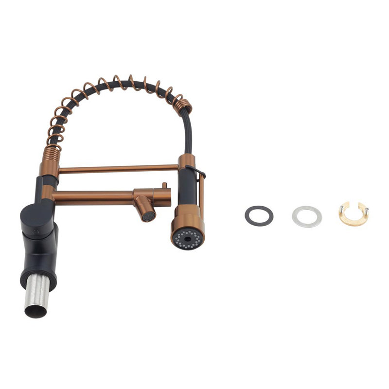 Belfry Kitchen Marhta Kitchen Faucet, Matte Black/Rose