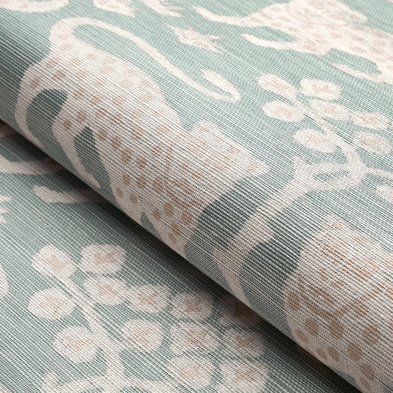 Woodland Leopard Sisal Wallpaper, Waterblue