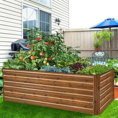 Denishia Belisle 6 ft x 3 ft Galvanized Metal Outdoor Raised Garden Bed Planter Box for Vegetables, Fruits