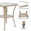 Ensemble de conversation en rotin pour deux personnes avec deux chaises berçantes pivotantes et une table carrée (blanc)-748138821