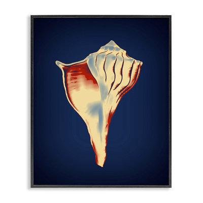 Lightning Whelk on Blue Framed Giclee Art by Graffi*tee Studios