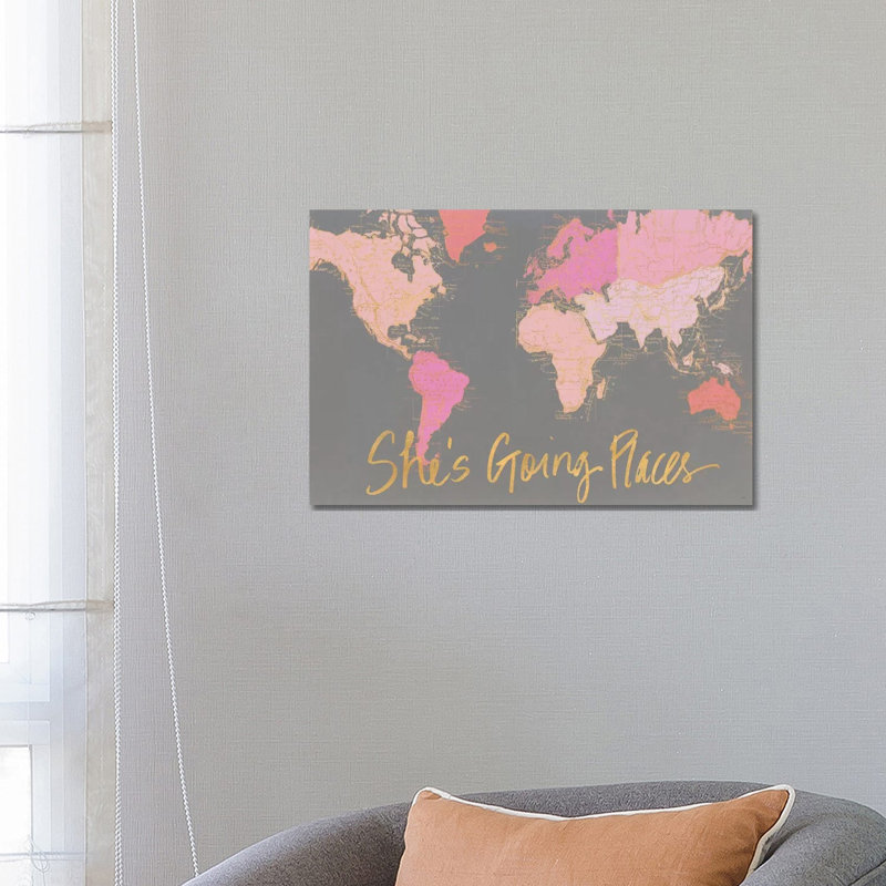 Impression d’art graphique, "it’s going places" par Elizabeth Medley, Pas de tapis, Toile tendue