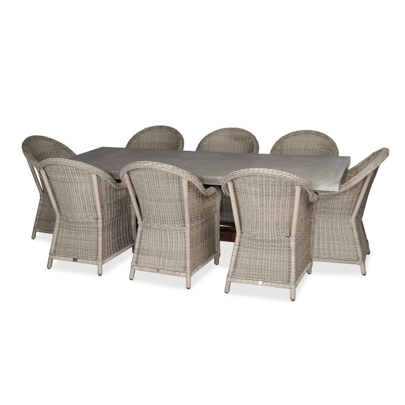 Bridge Brushed Gray 8 Seat Rectangle Dining Set W/ Julia Dining Chairs