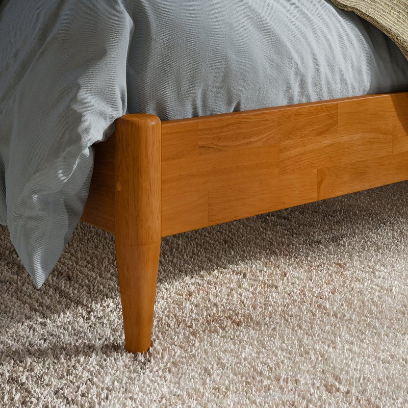 Lit plateforme en bois massif Aritra, Simple TG, Caramel clair