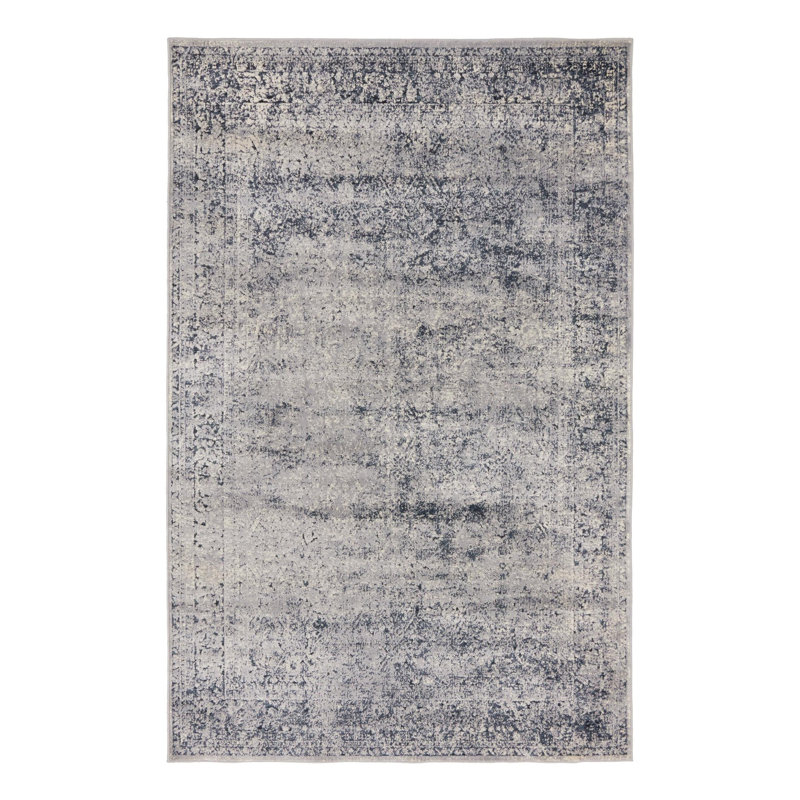 Tapis oriental bleu et gris Lanett, Rectangle 4 pi 1 po x 6 pi 1 po