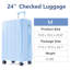 Bagages rigides, valises en ABS léger et durable avec roues doubles, bagages de voyage extensibles à carreaux de 24 pouces