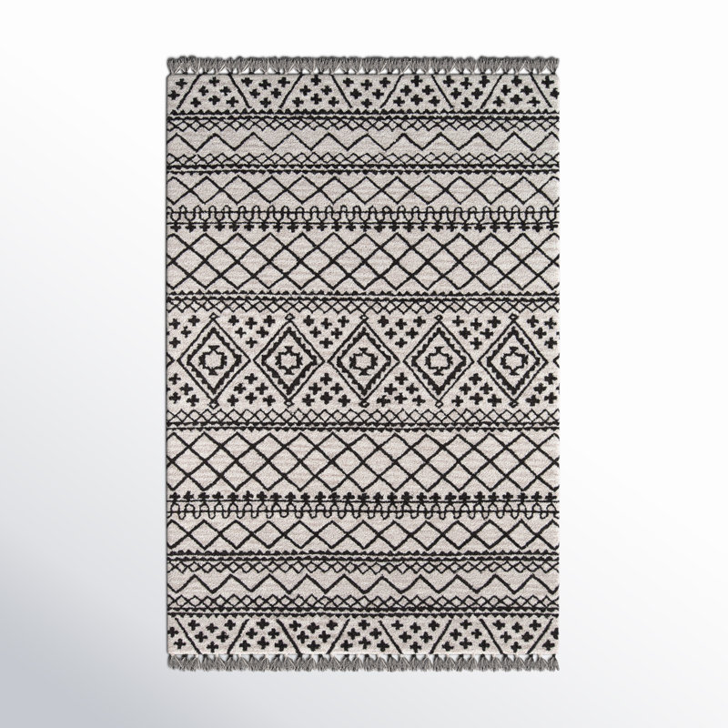 Bronte Handmade Tufted Wool Black/Gray Area Rug, Rectangle 5' x 8'