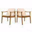 Ensemble de 2 chaises de patio pour l'extérieur, structure en bois d'acacia couleur teck, coussin imperméable brun en osier PE-832138423