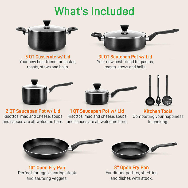 Batterie de cuisine antiadhésive en aluminium 13 pièces NutriChef
