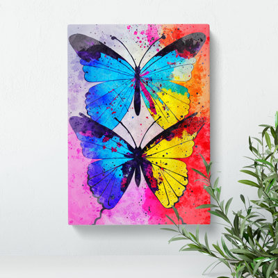 XC1022-4786X Two Butterflies Painted No.2 Abstract - Wrapped Canvas Print