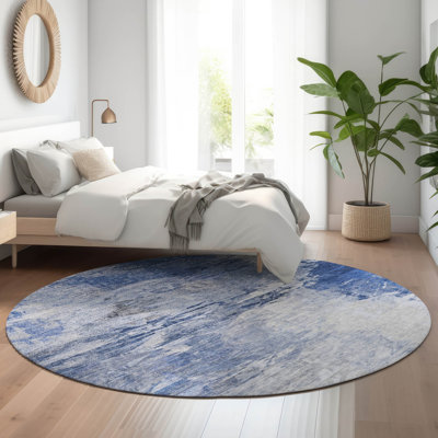Premium Machine Washable Cerrito AMF595 Blue 8' x 10' Rug