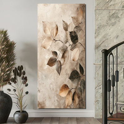 Taupe feuilles mosaïque collage IV - feuilles, art mural