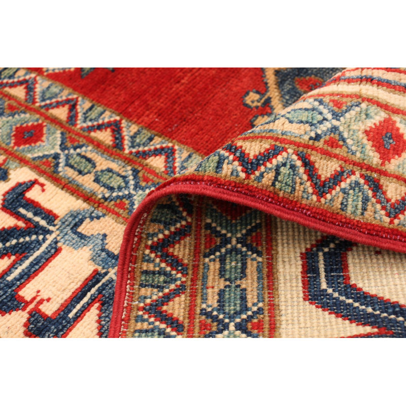 Tapis unique en laine noué à la main Gazni doré des années 2010 de 6 pi 10 po x 9 pi 9 po Qaiden