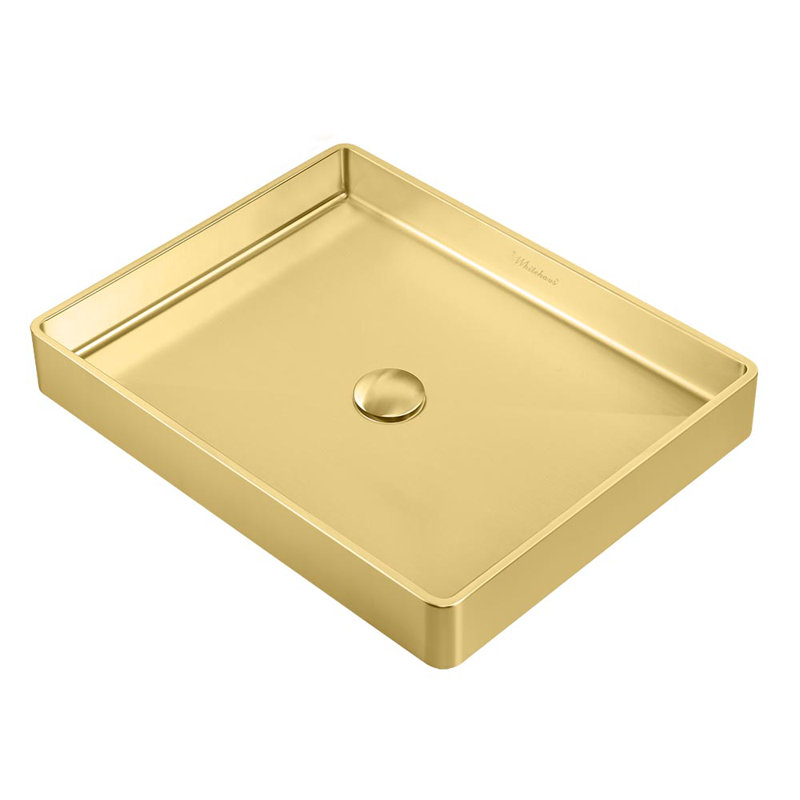 Noah Plus Rectangular Vessel Bathroom Sink, Brass