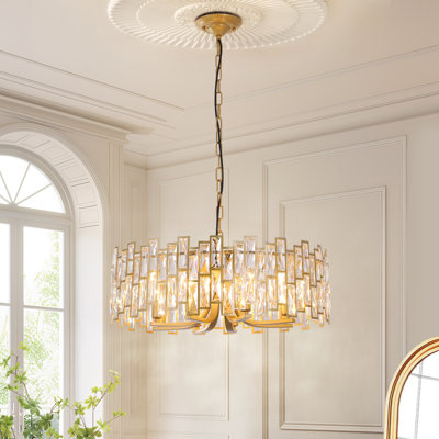 Jonaide 8-Light Crystal Dimmable Drum Chandeliers