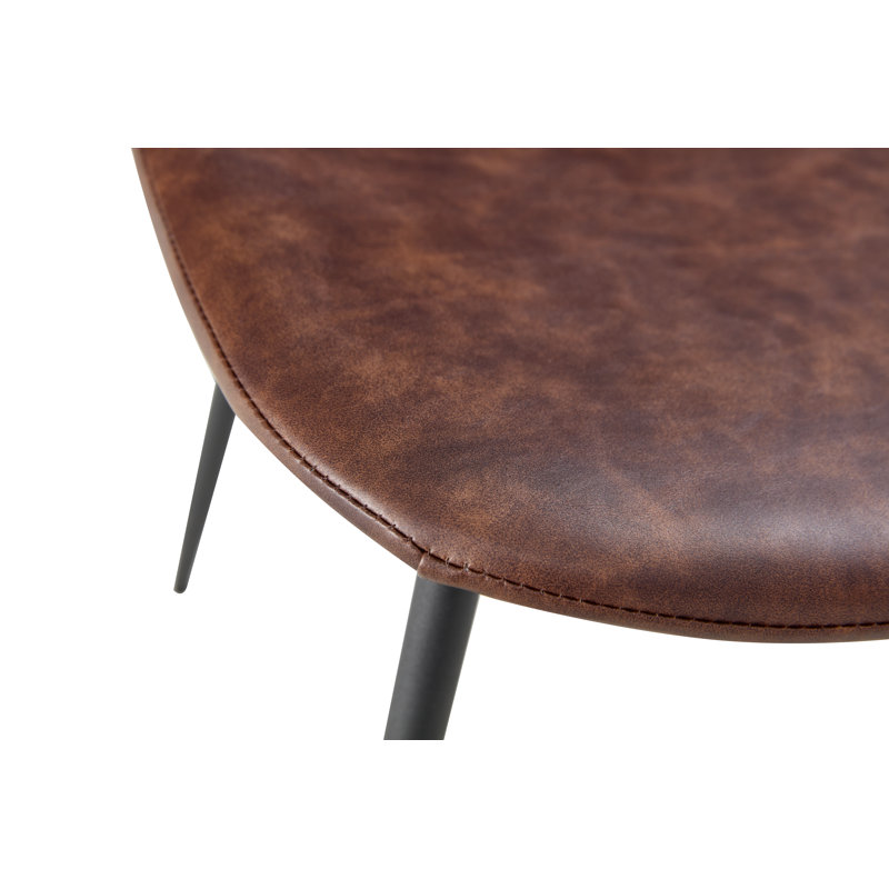 Inoue 17'' H Faux Leather Upholstered Metal Side Chair, Brown