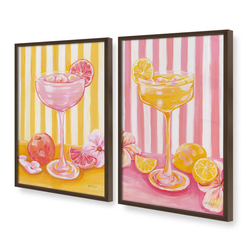 «Pink Drink Energy», ensemble de 2 impressions, 18 po x 12 po, Impression encadrée, Brun Belvinder