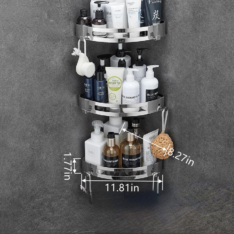Ljudmila Corner Shower Caddy with Razor Holder Adhesive Shower Shelf Bathroom Shower Organizer Storage Rack (Set of 2) Rebrilliant Finish: Silver