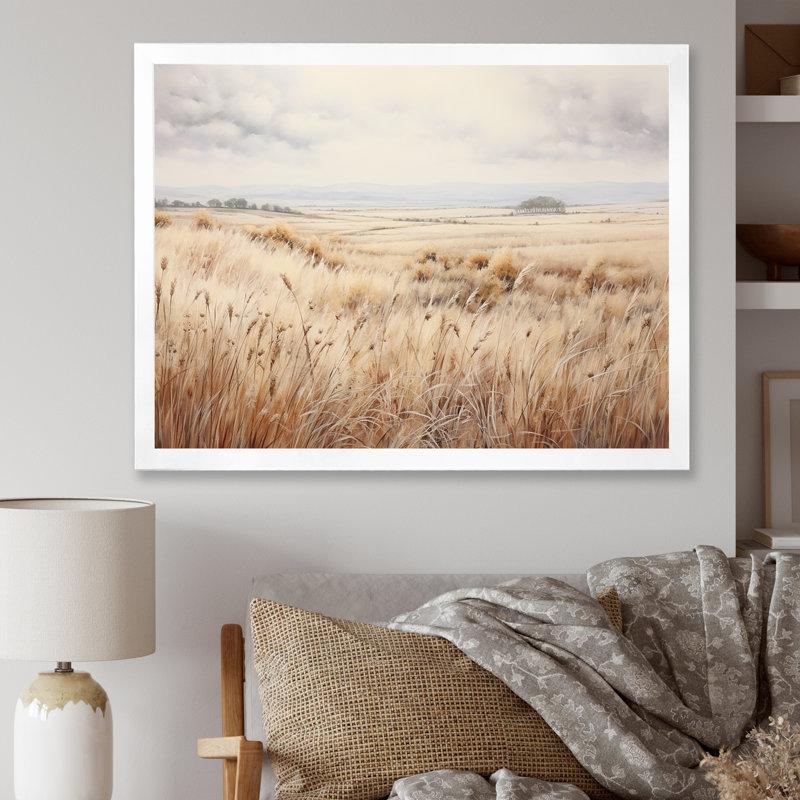 Prairie Peacefulness Meadows - Prairies Canvas Prints, White Single Picture Framed, 30" H x 40" W x 1.5" D