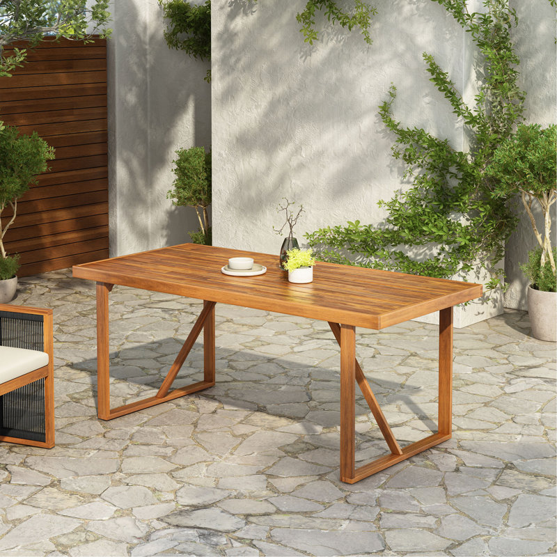 Table de salle à manger d'extérieur en bois d'acacia de 67 po, idéale pour les rassemblements de patio et de jardin