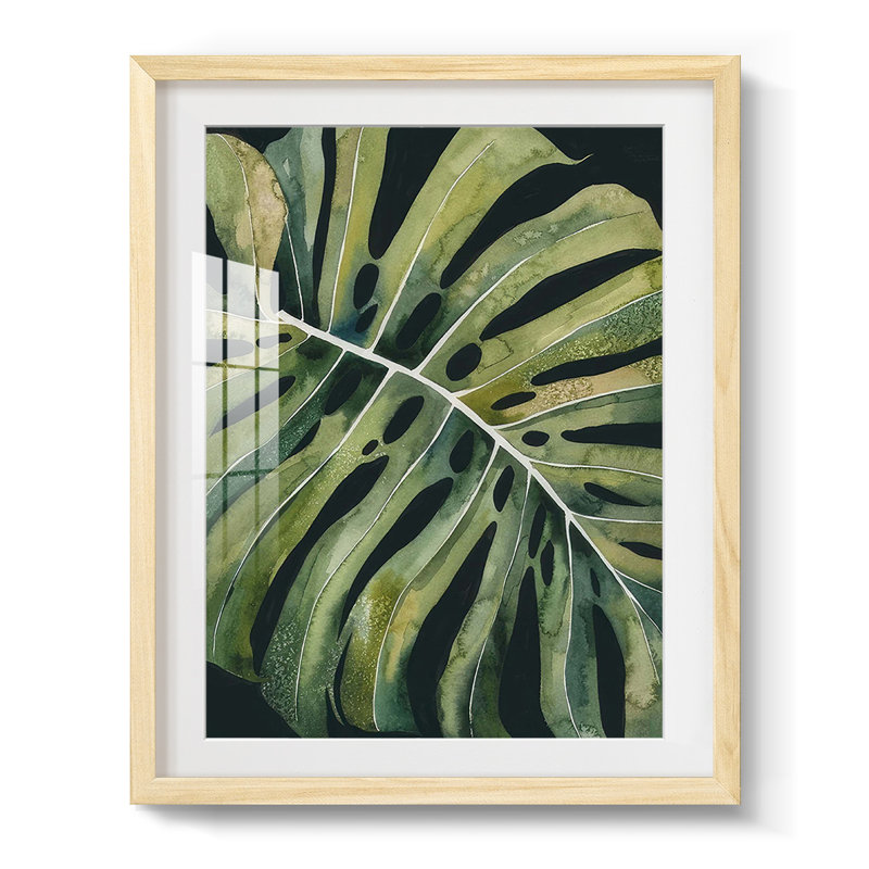 Nocturnal Monstera I - impression encadrée, Naturel, H 28,5 po x l 20,5 po