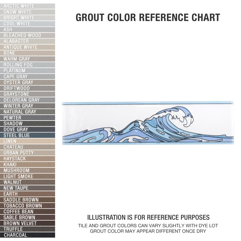 Captain Kanagawa Wave 2" x 8" Glossy Ceramic Specialty Trim in Blue/White, Glacier Blue