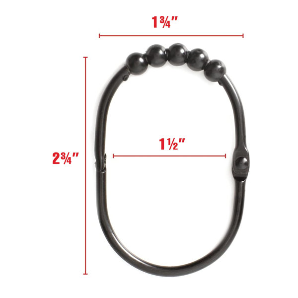2 Lb Depot Shower Curtain Hooks Rings - Black - Premium 18/8 Steel