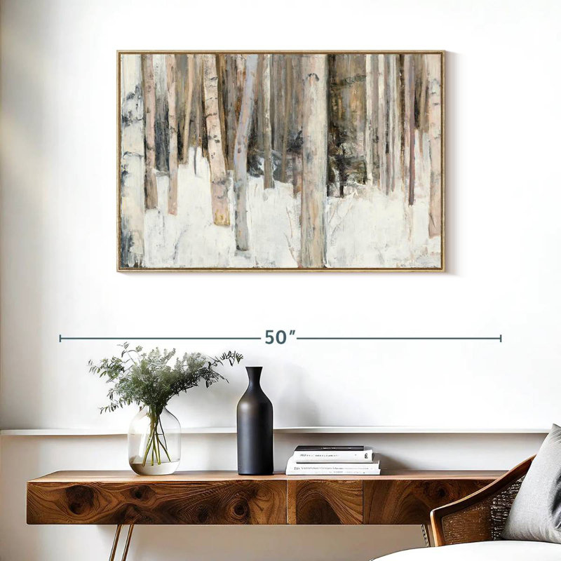 Lumière chaude d'hiver III, Cadre flottant en bois naturel, 37 po x 25 po