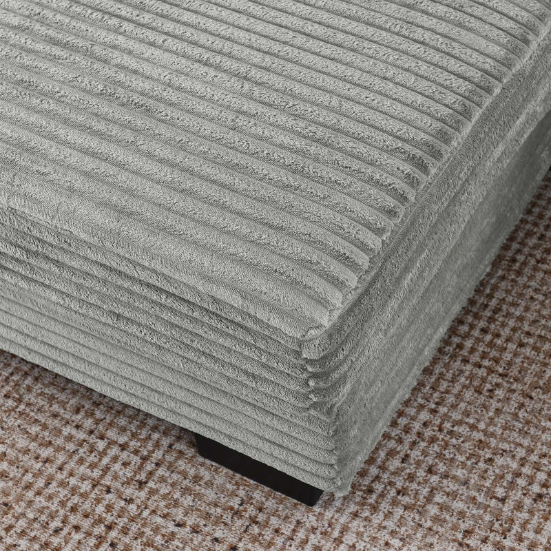 Corduroy Tufted Upholstered Sleeper Sectional Sofa, Grey Corduroy