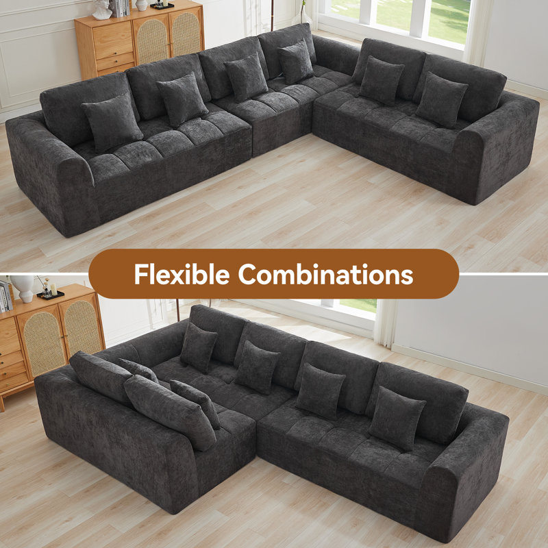 Canapé modulaire surdimensionné en L surdimensionné sans os, canapé modulaire à nuage compressé avec mousse à mémoire de forme, aucun assemblage requis