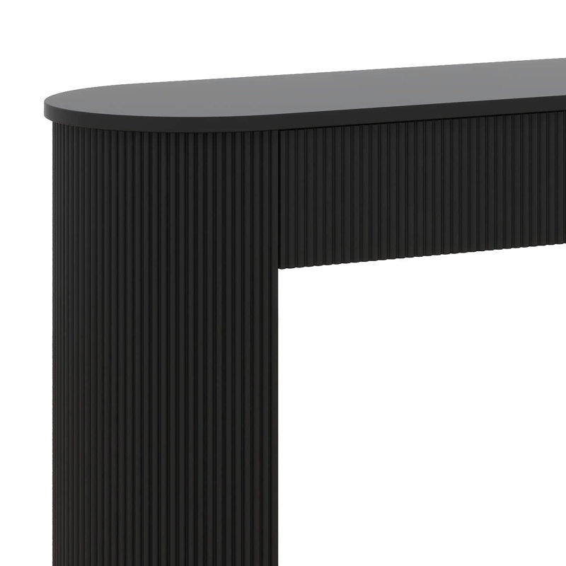 Table d'entrée polyvalente avec design cannelé, console moderne avec plateau ovale et 2 tiroirs pour le hall d'entrée, salon