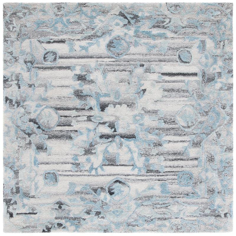 Marquee Hand Tufted Performance Damask Rug, Square 6'