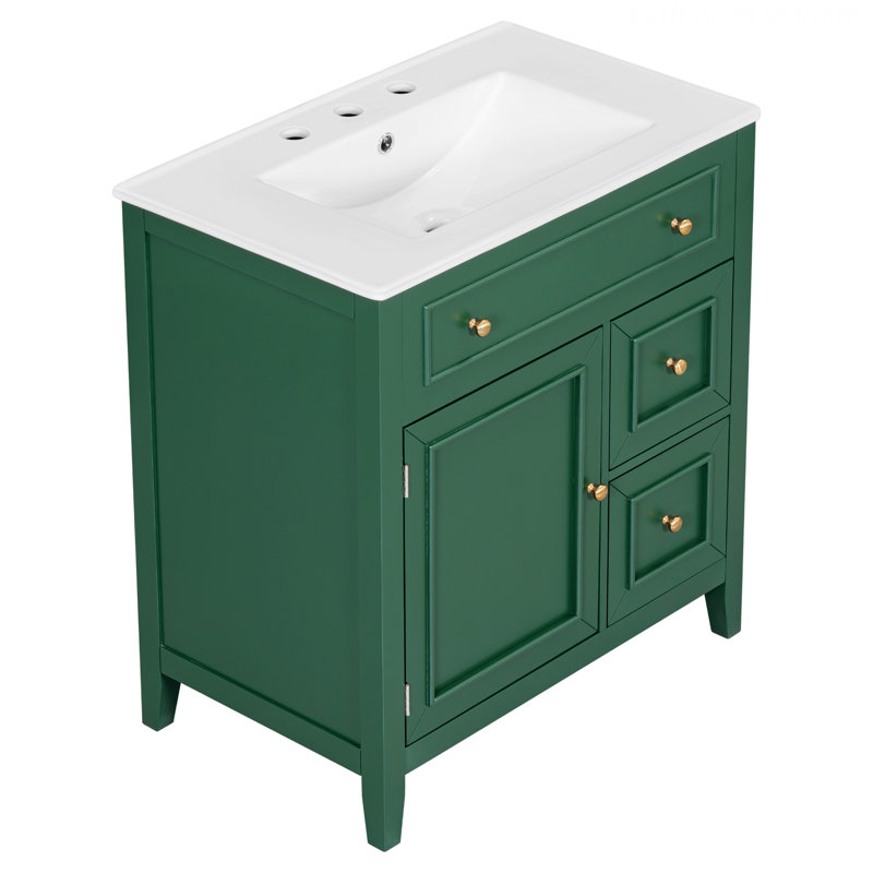 Meuble-lavabo moderne avec comptoir, meuble-lavabo avec porte et deux tiroirs