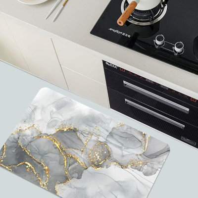 Diatomaceous Earth Bath Mat,Gold Grey Marble Non-Slip Volume Super Absorbent Fast Drying for Bathroom Kitchen Door mat,Eco-Friendly Easy to Clean 16×24Inch (40 * 60cm)