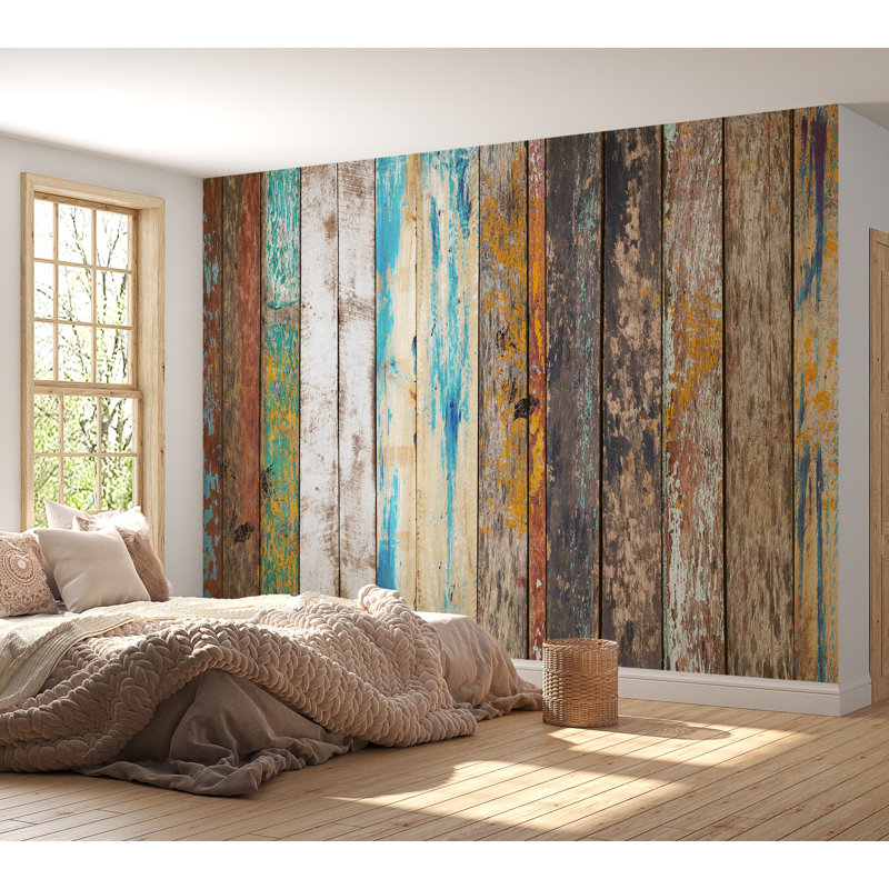Papier peint surface avec fond - Vieilles planches de bois, L 59 po x L 41 po