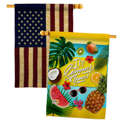 Drapeau de maison en polyester à 2 côtés Fruit Summer Time H 40 x l 28