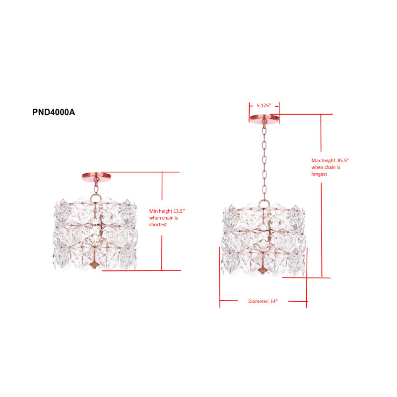 Luminaire suspendu tambour 4 lumières unique Bilston