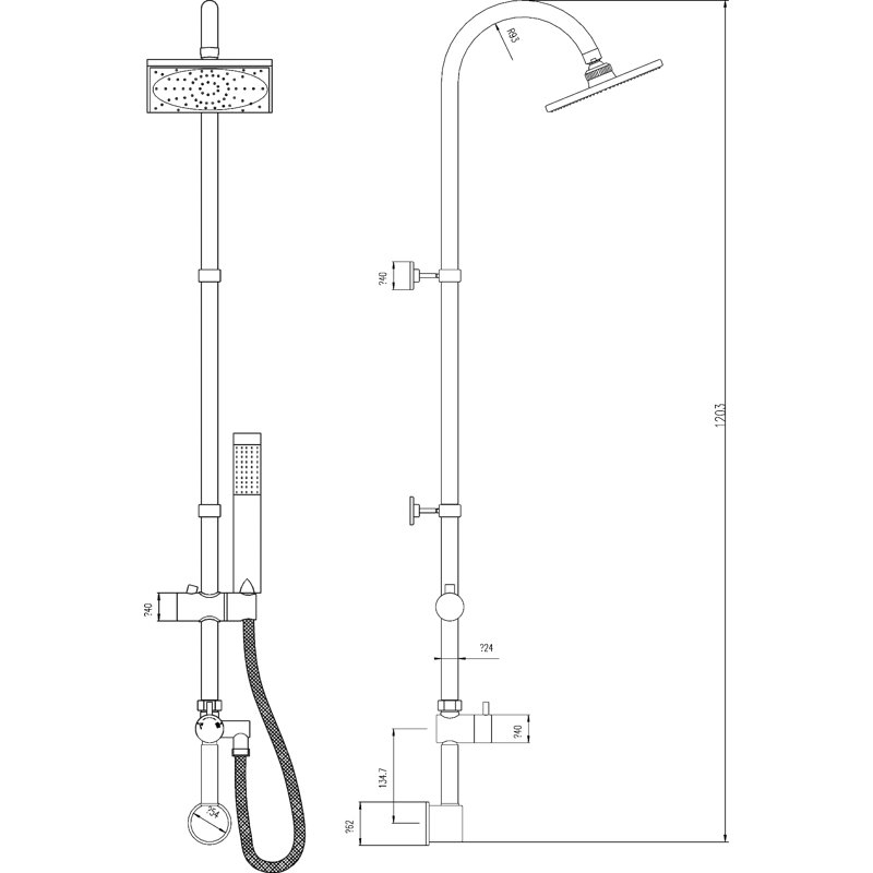 Dual Shower Head with No