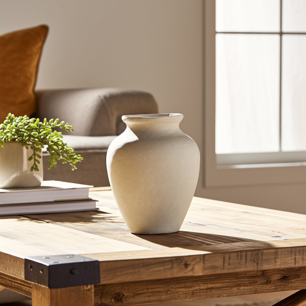 Andrelisa Ceramic Table Vase, Ivory/Tan