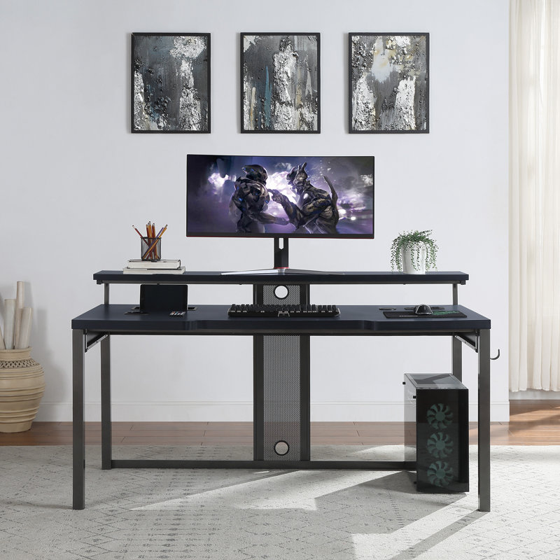 Rademacher Metal Base Writing Desk with Power Outlet
