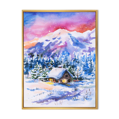 «Little Snowy House In Winter Landscape», peinture sur toile