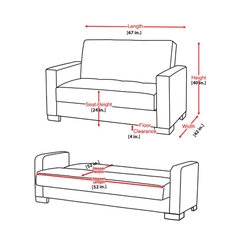 Causeuse convertible avec rangement Primenest Plusecraft, Brun