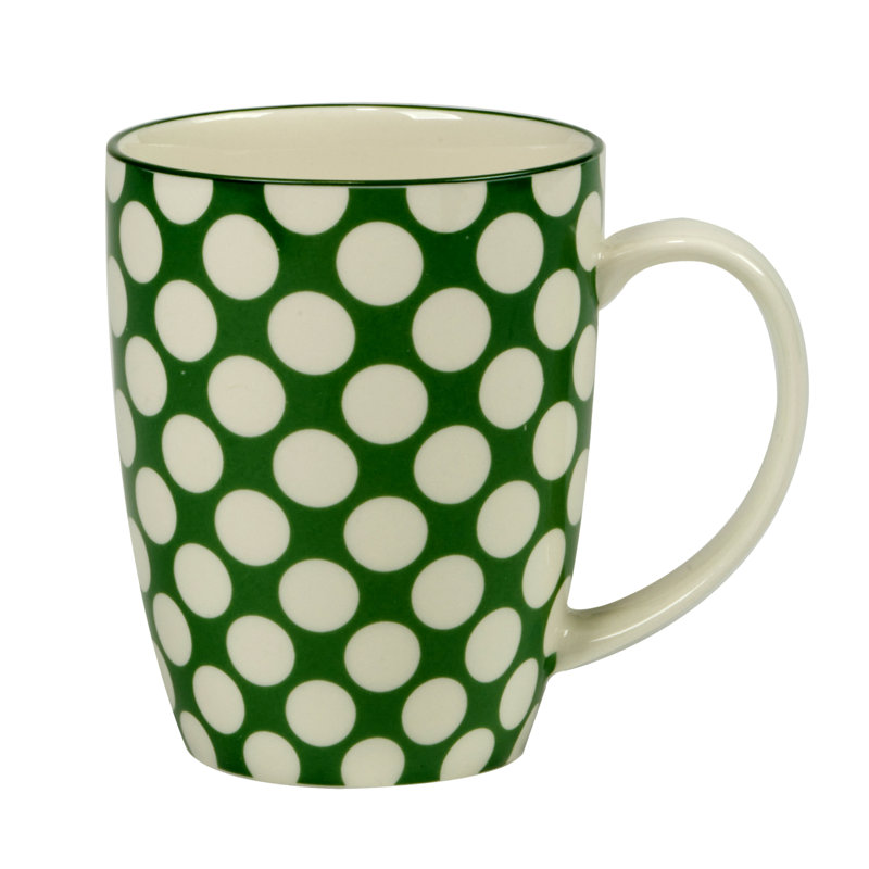 Holiday Red and Green Ceramic 14 oz Beverage Mugs, Set of 6