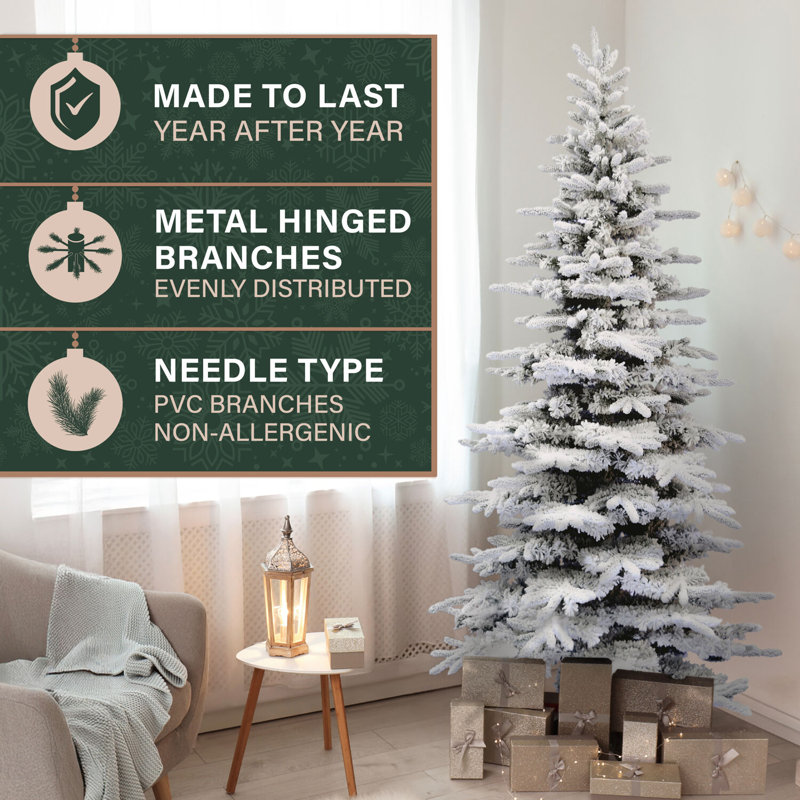 7.5 ft Flocked Pine Valley Artificial Christmas Tree