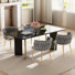 Ensemble de table rectangulaire et de chaises de salle à manger avec des chaises rembourrées Weavon de style milieu du siècle pour coin repas dans la cuisine