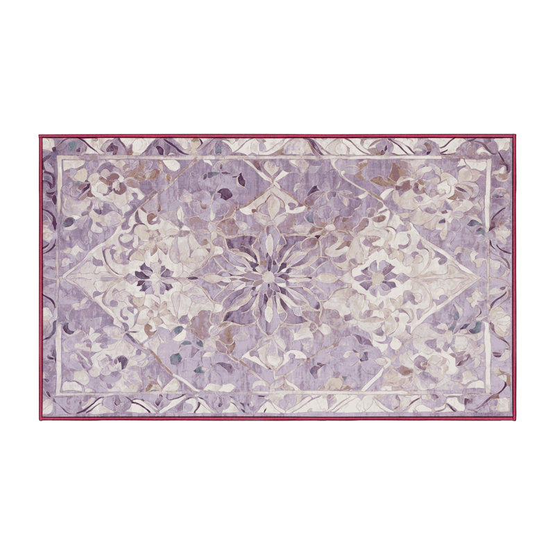 Machine Washable Beige Area Rug, Rectangle 5' x 8'